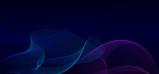 Wall Mural - Abstract wave line with blue purple gradient. Vector background