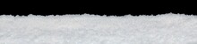 Banner Of Sparkling Fluffy White Snow Isolated On Black