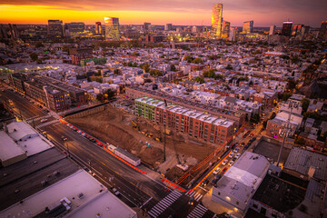 Wall Mural - Drone of Epic Philadelphia Sunset