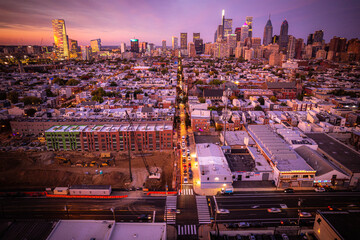 Wall Mural - Drone of Epic Philadelphia Sunset