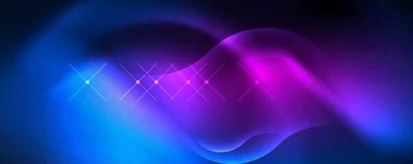 Wall Mural - Neon glowing waves, magic energy space light concept, abstract background wallpaper design