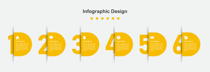 Six Steps orange abstract business infographic template