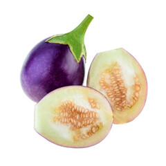 Wall Mural - Eggplant mini or aubergine vegetable on white background.