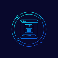 Canvas Print - backup or copy files icon with a floppy disk, linear design