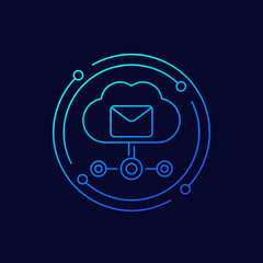 Sticker - email automation, SaaS icon with a cloud, linear design