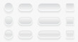 © Cobalt - White buttons for user interface, simple 3d modern design for mobile, web, social media, business.  White gray color minimal style UI icons set, editable vector illustration.