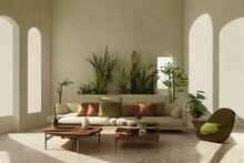 Desert Style Nevada Home Living Room Interior Design Illustration