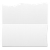 Fototapeta  - Biała pusta składana kwadratowa karty. Rozdarty arkusz papieru. Jedno zagięcie na kartce.