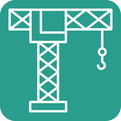 Poster - Crane Line Round Corner Background Icon