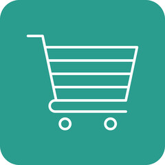 Sticker - Shopping Cart Line Round Corner Background Icon