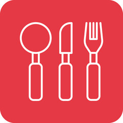 Canvas Print - Cutlery Line Round Corner Background Icon