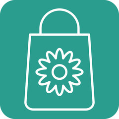 Poster - Shopping Bag Line Round Corner Background Icon