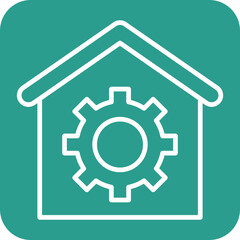 Poster - House Repair Line Round Corner Background Icon