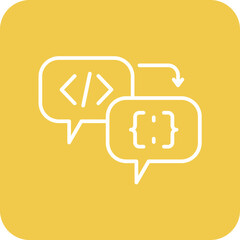 Code Processor Line Round Corner Background Icon