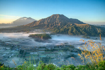 Beautiful mount batur in the morning