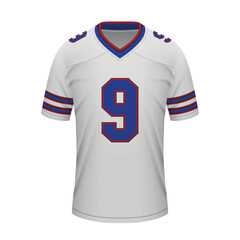 Realistic football away jersey Buffalo, shirt template