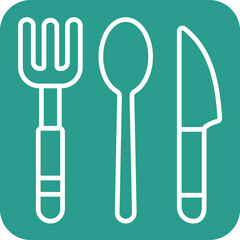 Sticker - Cutlery Line Round Corner Background Icon