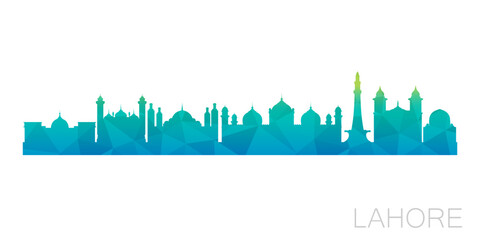 Wall Mural - Lahore, Punjab, Pakistan Low Poly Skyline Clip Art City Design. Geometric Polygon Graphic Horizon Icon. Vector Illustration Symbol.