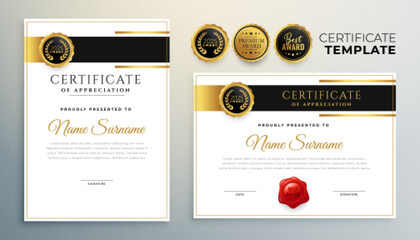 Sticker - elegant golden certificate of appreciation set of two
