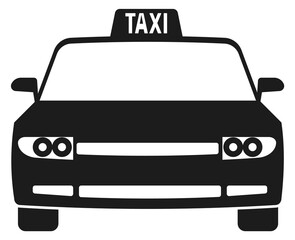 Canvas Print - Taxi car front view. Black auto icon