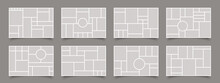 Photo Collage. Blank Moodboard Grid Layout, Mosaic Gallery Frame Mockup Minimalist Horizontal Design, Photography Album Portfolio Banner. Vector Set