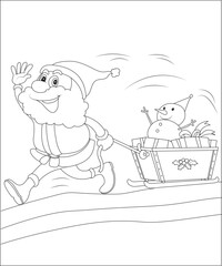 Wall Mural - funny Christmas coloring page for kids , Christmas coloring book cover 