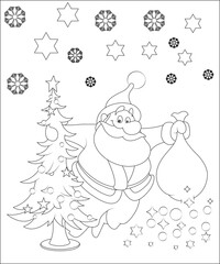 Wall Mural - funny Christmas coloring pagefor kids , funny Christmas coloring book cover for kids