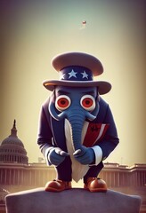 Wall Mural - 3D rendered computer generated image of an American right wing political elephant. American conservative politics in Washington DC, Republicans right-wing leadership