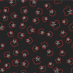 Canvas Print - Line Chef hat icon isolated seamless pattern on black background. Cooking symbol. Cooks hat. Vector