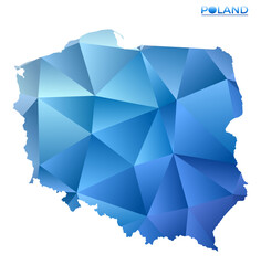 Wall Mural - Vector polygonal Poland map. Vibrant geometric country in low poly style. Vibrant illustration for your infographics. Technology, internet, network concept.