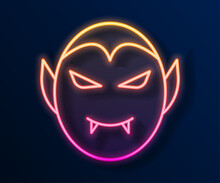 Glowing Neon Line Vampire Icon Isolated On Black Background. Happy Halloween Party. Vector