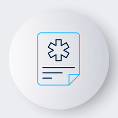 Wall Mural - Line Medical clipboard with clinical record icon isolated on white background. Prescription, medical check marks report. Colorful outline concept. Vector