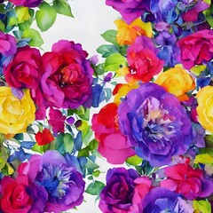 A watercolor flower bouquet is a beautiful and vibrant display of nature's colors. The blooms are fresh and the petals are soft. Each hue in the flowers is delicate and pretty. The overall effect of t