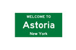 Astoria, New York, USA. City limit sign on transparent background. 