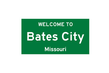 Bates City, Missouri, USA. City limit sign on transparent background. 