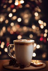 Cappucino, Christmas drink, Latte, made with AI