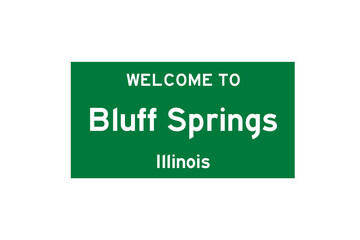 Bluff Springs, Illinois, USA. City limit sign on transparent background. 