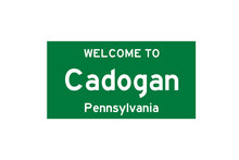 Cadogan, Pennsylvania, USA. City Limit Sign On Transparent Background. 