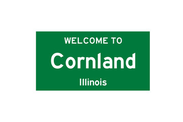 Cornland, Illinois, USA. City limit sign on transparent background. 