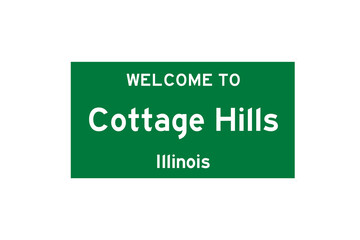 Cottage Hills, Illinois, USA. City limit sign on transparent background. 