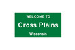 Cross Plains, Wisconsin, USA. City limit sign on transparent background. 