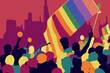People tolerant of lgbt community, parade, flags, lgbtq+ pride