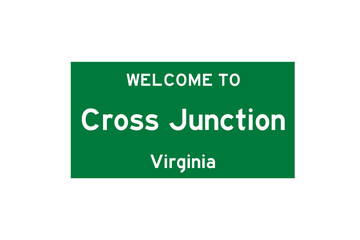 Cross Junction, Virginia, USA. City limit sign on transparent background. 