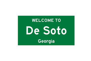 De Soto, Georgia, USA. City limit sign on transparent background. 