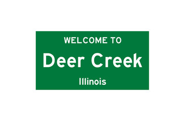 Deer Creek, Illinois, USA. City limit sign on transparent background. 