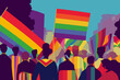 People tolerating lgbt community, parade, flags, lgbtq+ pride