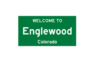 Englewood, Colorado, USA. City limit sign on transparent background. 