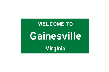 Canvas Print - Gainesville, Virginia, USA. City limit sign on transparent background. 