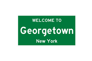 Georgetown, New York, USA. City limit sign on transparent background. 