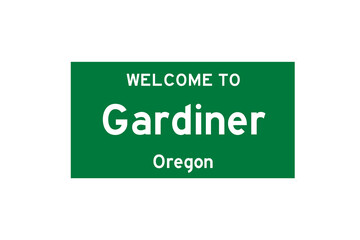 Gardiner, Oregon, USA. City limit sign on transparent background. 